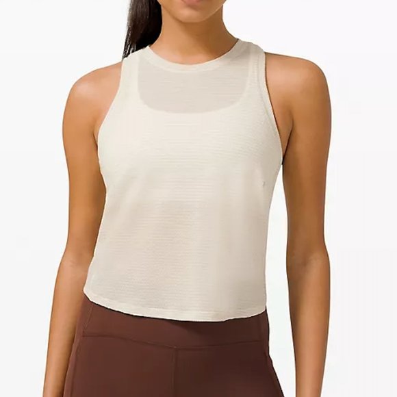 Lululemon Run and Train Racerback Tank Women Size 10 Heathered White Opal - Picture 4 of 4